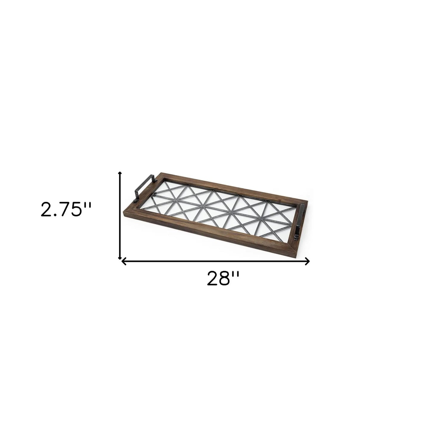 28" Brown Wood Indoor Outdoor Tray With Handles-6
