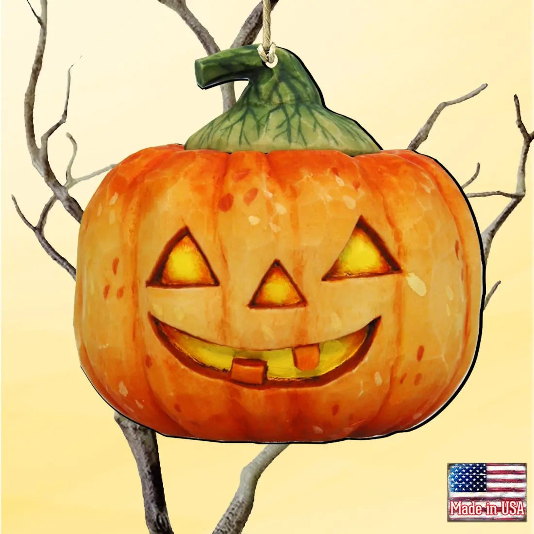 Halloween Pumpkin Wooden Ornaments by G. DeBrekht - Thanksgiving Halloween Decor - 8158414 G. DeBrekht