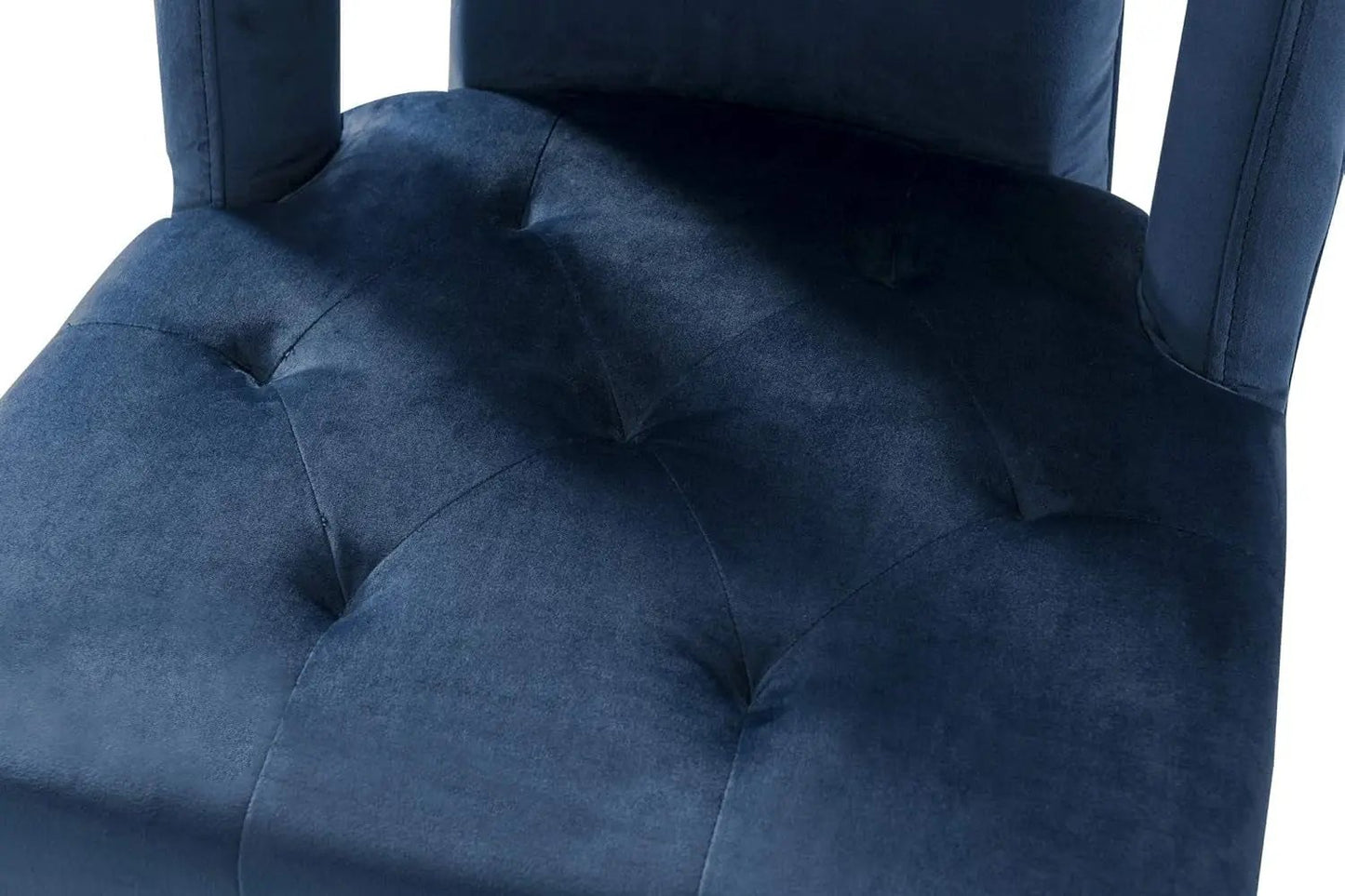 Elsie Dining Side Chair Velvet Upholstered Nailhead Trim Seat Espresso Finished Gold Tip Tapered Wood Legs Modern Transitional (Set of 2), Navy-4