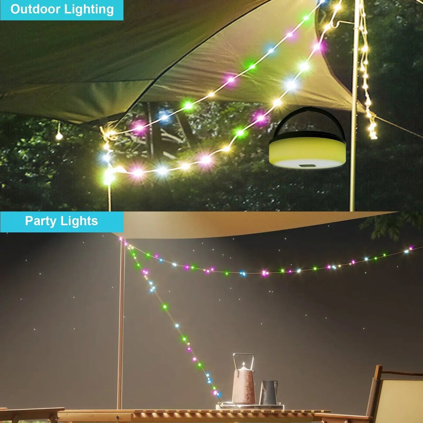 Solar & USB Camping String Lights - 32.8ft, 200 LED -4