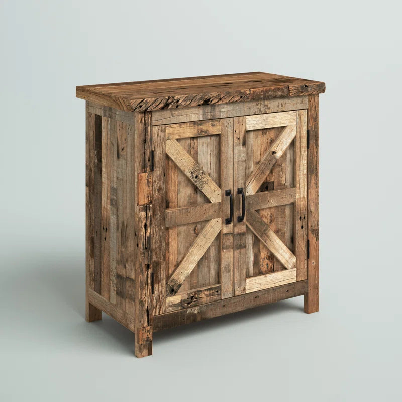 Solid Wood Rustic Industrial Accent Cabinet Dining Storage ShipItFurniture