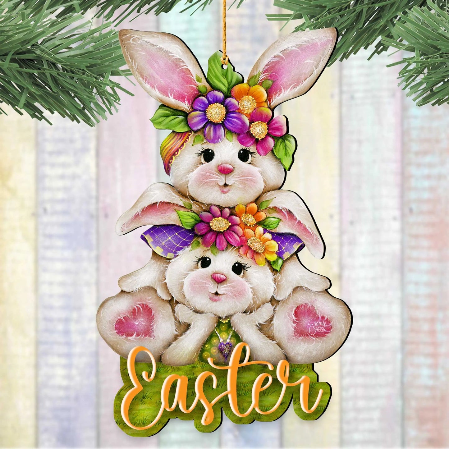 Handcrafted Easter Tree Decor - Easter Bunny Wooden Ornaments - Spring Home Decorations by J. Mills-Price - 8652829-4