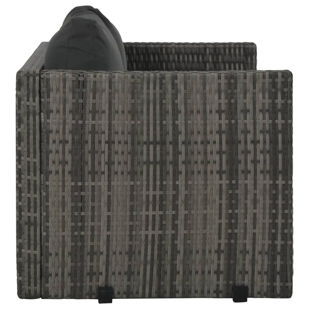 vidaXL 3 Piece Patio Dining Set with Cushions Poly Rattan Gray VidaXL