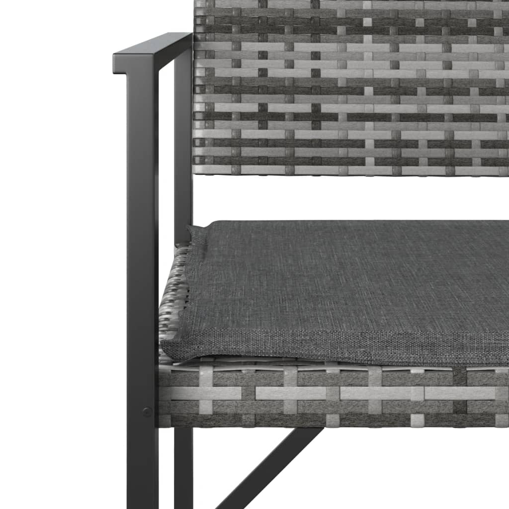 vidaXL 2-Seater Patio Bench with Cushion Gray Poly Rattan VidaXL
