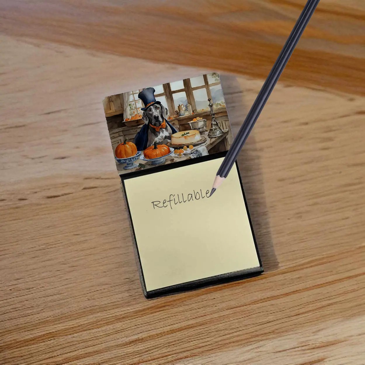 Weimaraner Fall Kitchen Pumpkins Sticky Note Holder Caroline's Treasures