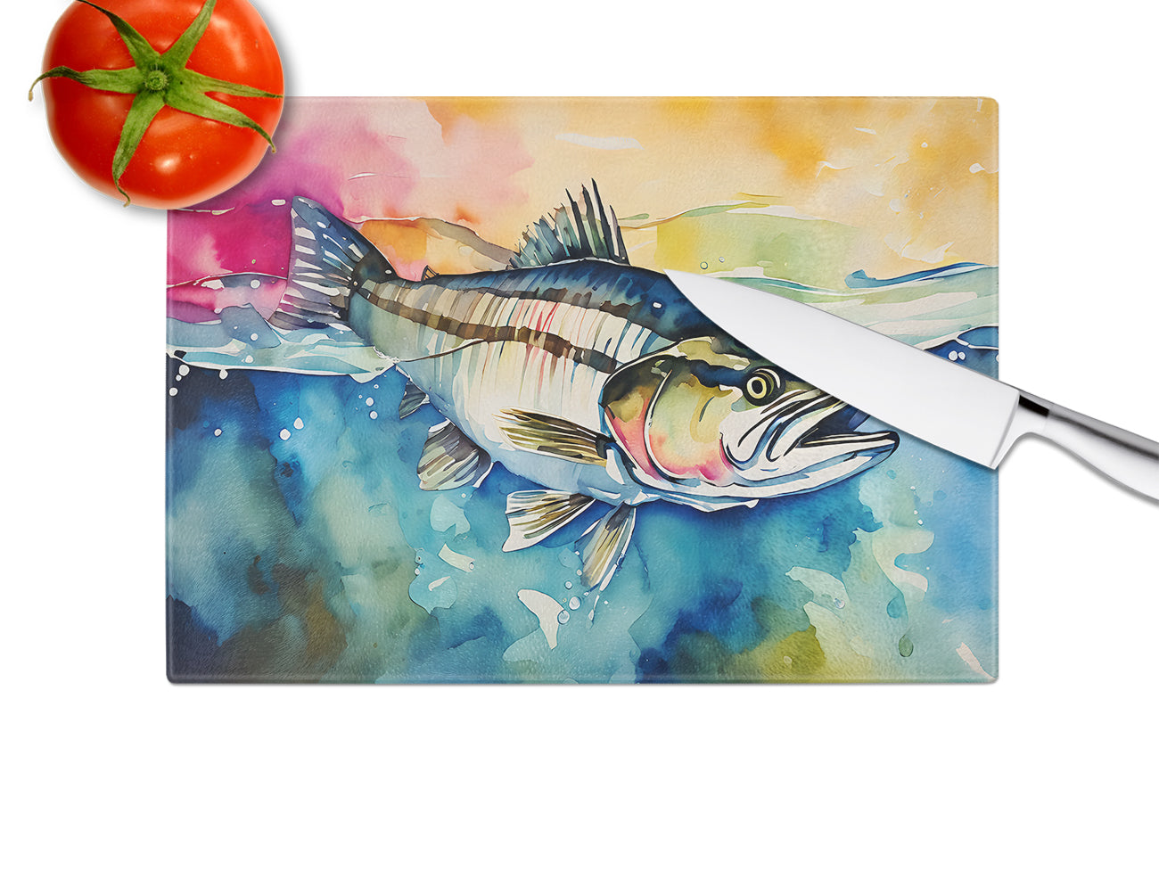 Striped Bass Glass Cutting Board Caroline's Treasures