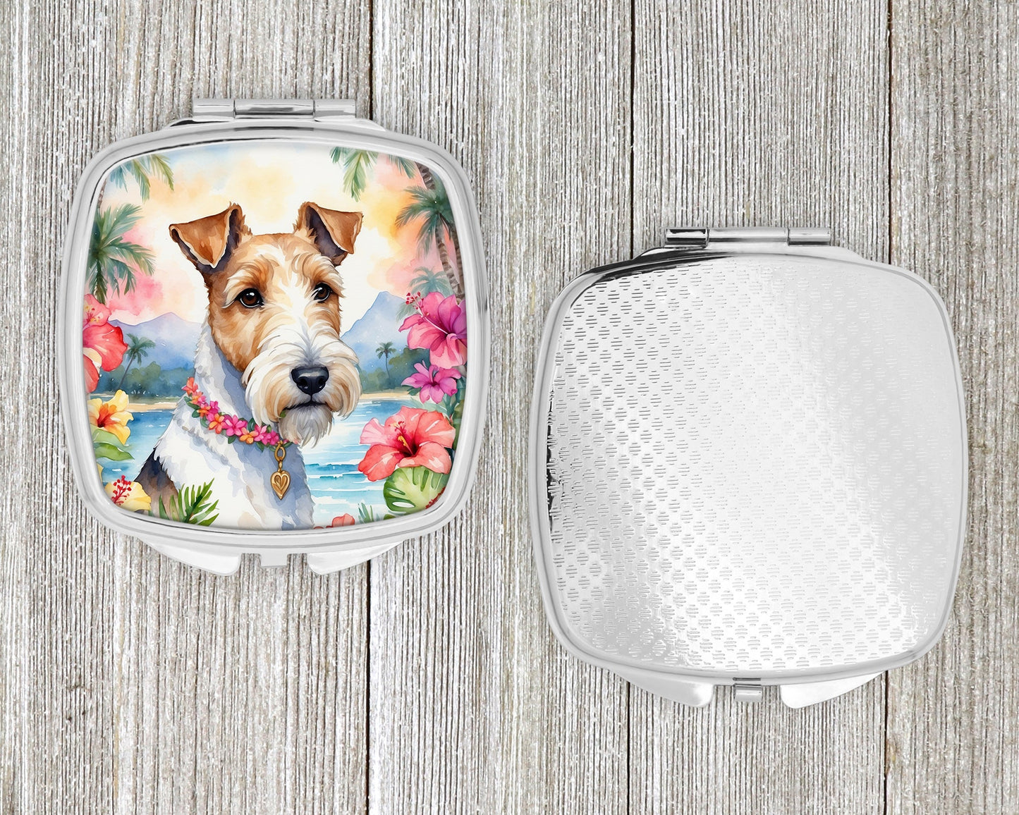 Fox Terrier Luau Compact Mirror Caroline's Treasures