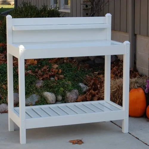 White PVC Vinyl Potting Bench Outdoor Garden Bakers Rack FastFurnishings