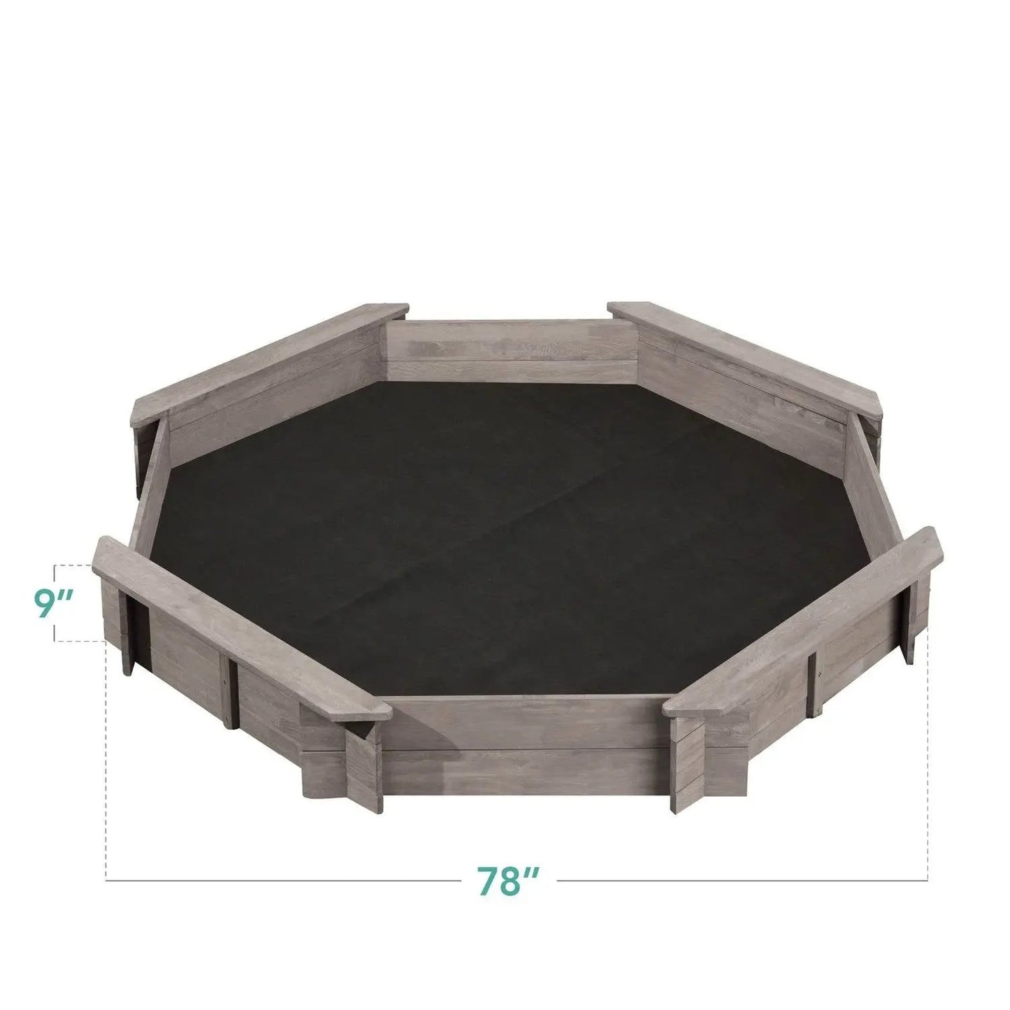 Outdoor Kid's Octagonal Sandbox in Grey Wood Finish-4