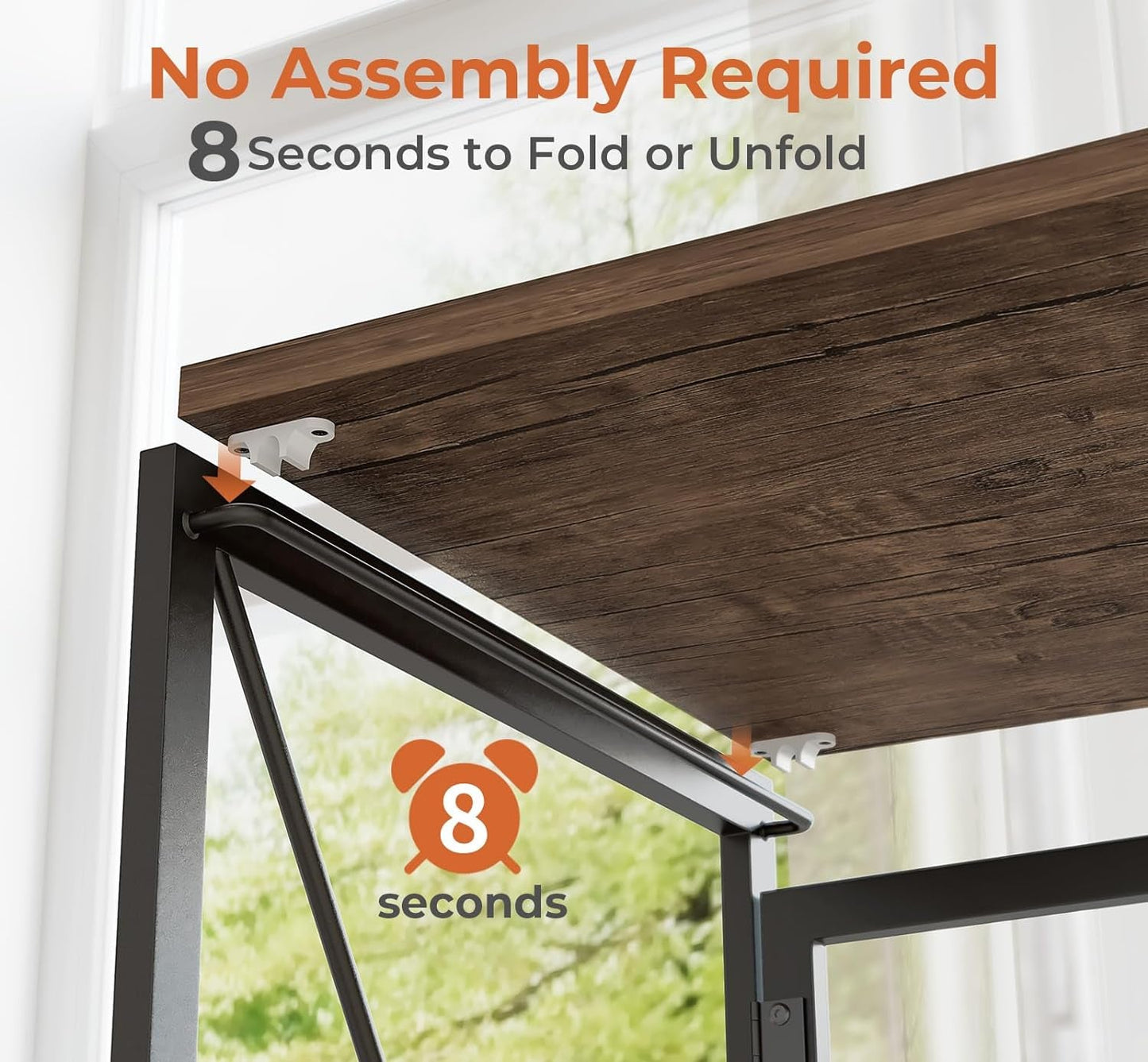 Brown Folding Desk 39 Inch No Assembly ShipItFurniture
