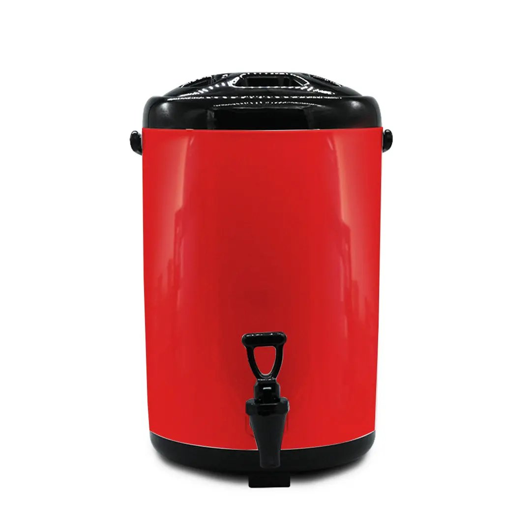 NNEAGS 4X 14L Stainless Steel Insulated Milk Tea Barrel Hot and Cold Beverage Dispenser Container with Faucet Red NNEAGS