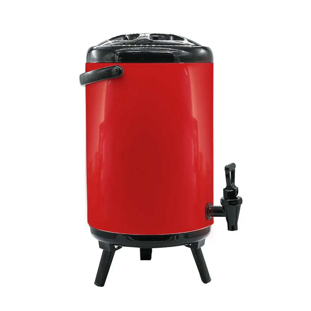 NNEAGS 4X 14L Stainless Steel Insulated Milk Tea Barrel Hot and Cold Beverage Dispenser Container with Faucet Red NNEAGS