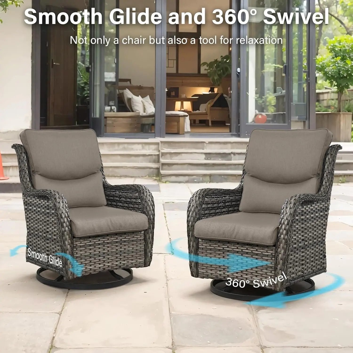 Comfortable Outdoor Swivel Rocker Patio Chairs Set-2