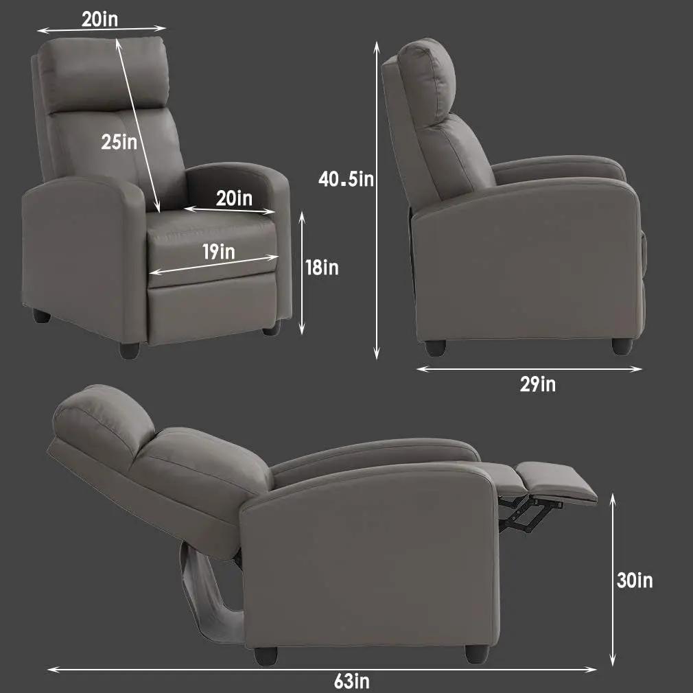 Recliner Chair Single Sofa Winback Chair Home Theater Seating Modern Reclining Chair Easy Lounge with Padded Seat PU Leather Padded Seat Backrest for Living Room Reading Chair Recliner Sofa-1