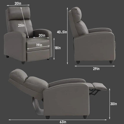 Recliner Chair Single Sofa Winback Chair Home Theater Seating Modern Reclining Chair Easy Lounge with Padded Seat PU Leather Padded Seat Backrest for Living Room Reading Chair Recliner Sofa-1
