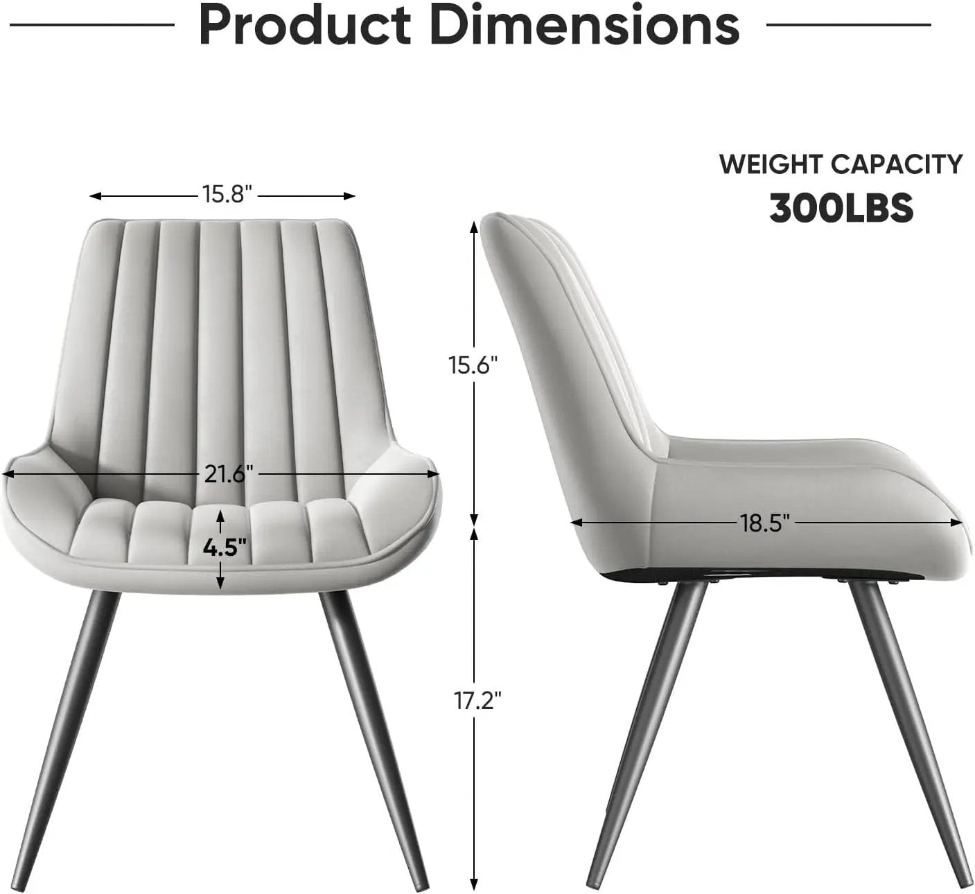 Modern Dining Chairs Set of 4, Comfy Dining Room Chairs with Thick Cushions, Upholstered Fabric Kitchen Side Chairs with Metal Legs, Grey-1