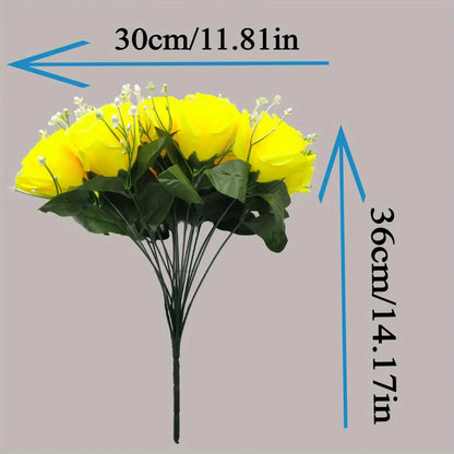 Silk Artificial Roses Bouquet for Home Decor TM