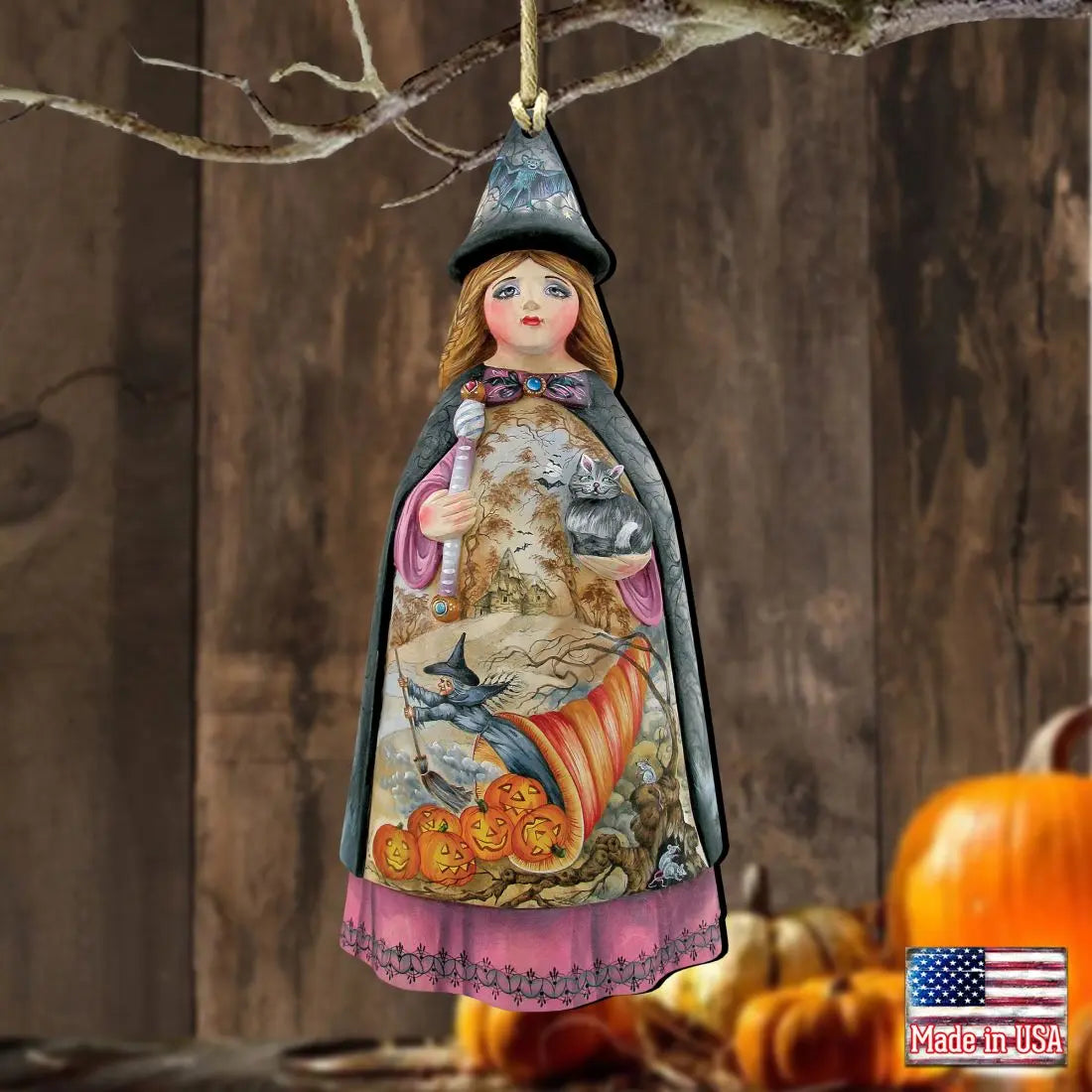 Halloween Witch Wooden Ornaments by G. DeBrekht - Thanksgiving Halloween Decor - 8114170 G. DeBrekht