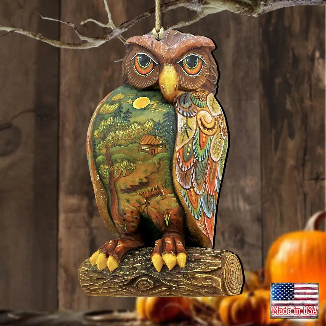 Owl Wooden Ornaments Halloween by G. DeBrekht - Thanksgiving Halloween Decor - 8158912 G. DeBrekht