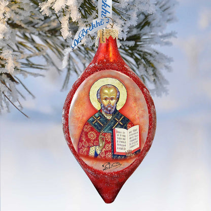 Saint Nick Drop Glass Ornament by G. DeBrekht - Christmas Santa Snowman Decor - 757-011 G. DeBrekht