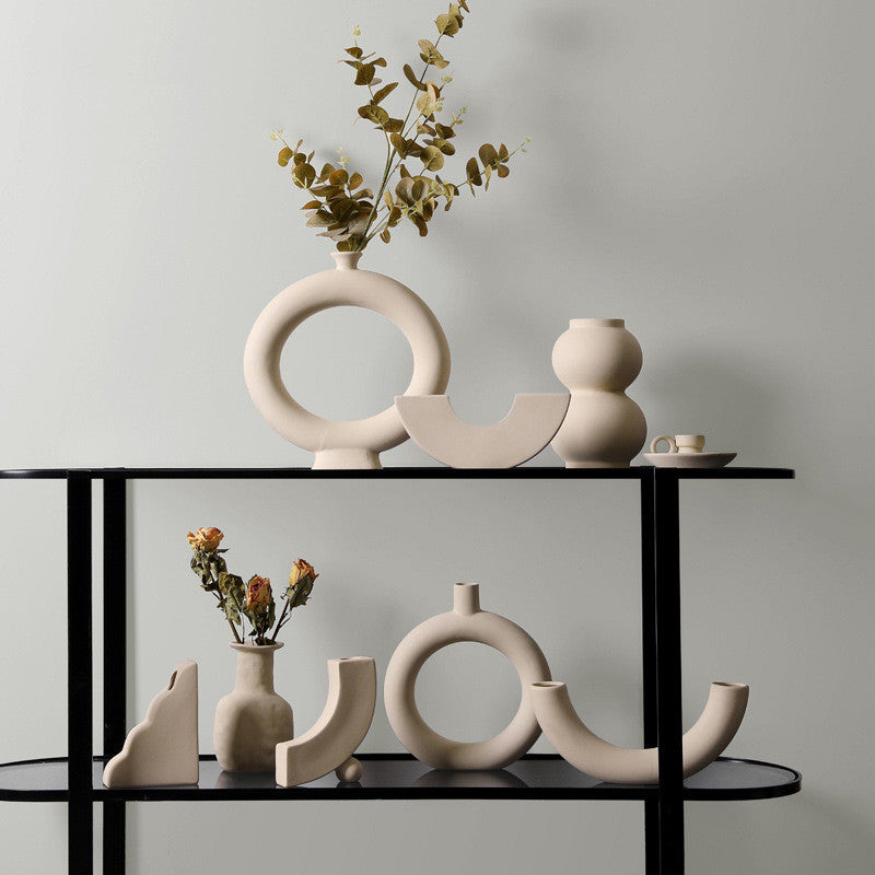 Modern Minimalist Ceramic Vase Flower Ornaments Ze BlakHom