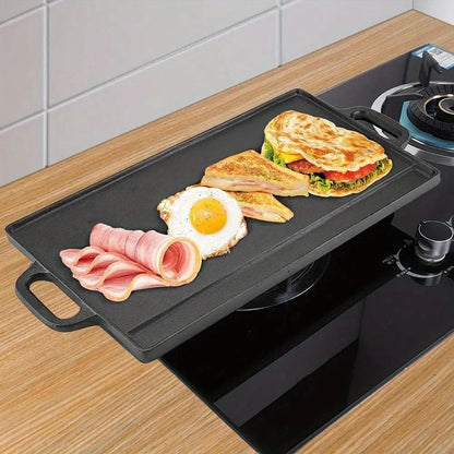 NNETM Non-Stick Cast Iron Griddle Pan, Double-Sided Grill NNETM