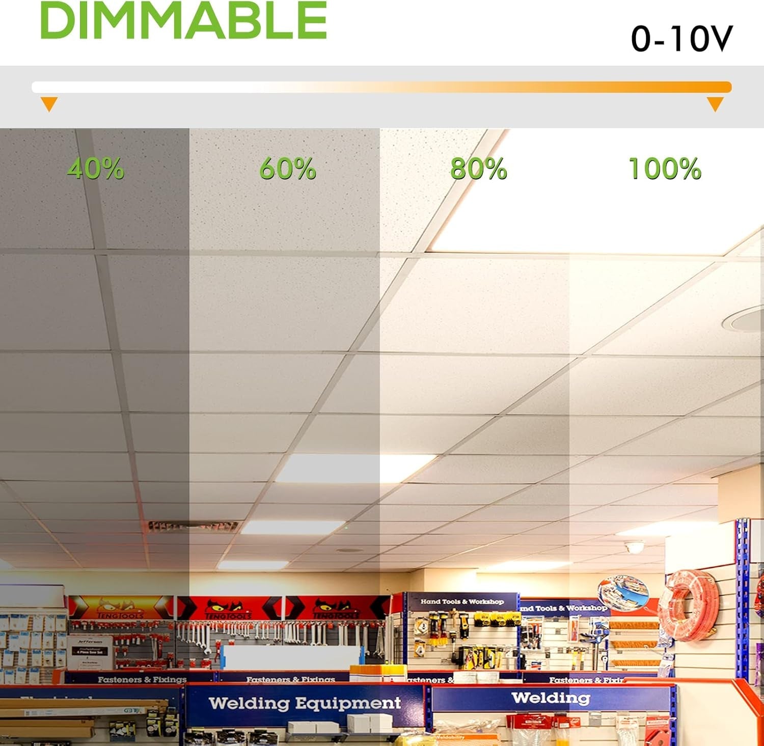 6 Pack 2X4 FT LED Flat Panel Troffer Light, 40/50/60W, CCT Selectable 4000K/5000K/6500K Drop Ceiling Office Lights, 115LM/W, 0-10V Dimmable Ultra Slim Recessed Back-Lit Fixture-2