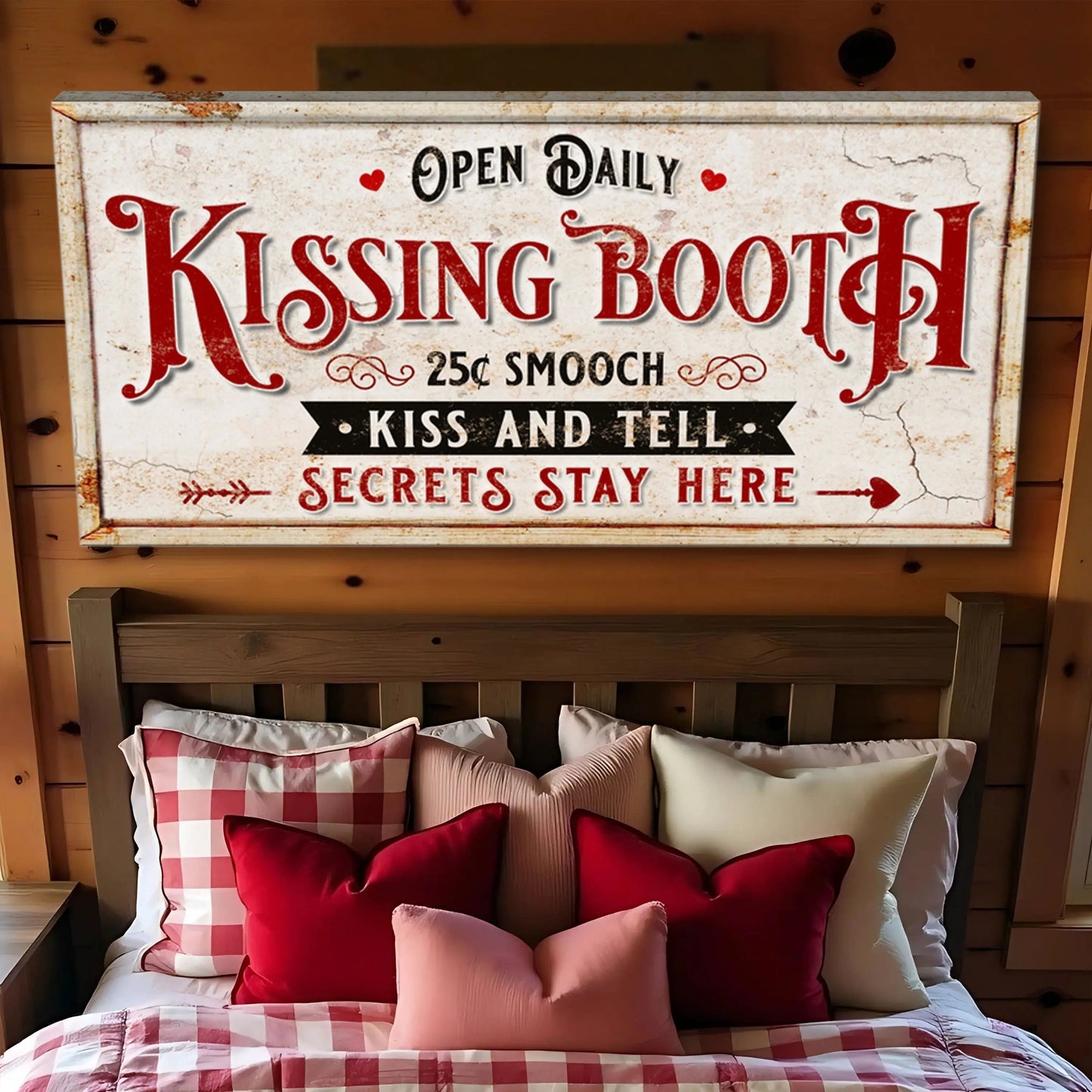 Vintage Rustic Kissing Booth Sign IV Tailored Canvases