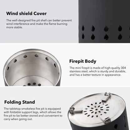 Mini Smokeless Table Top Firepit With Stand-4