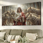 Jesus Protects The Lamb From Wolves Faith Wall Art II Tailored Canvases