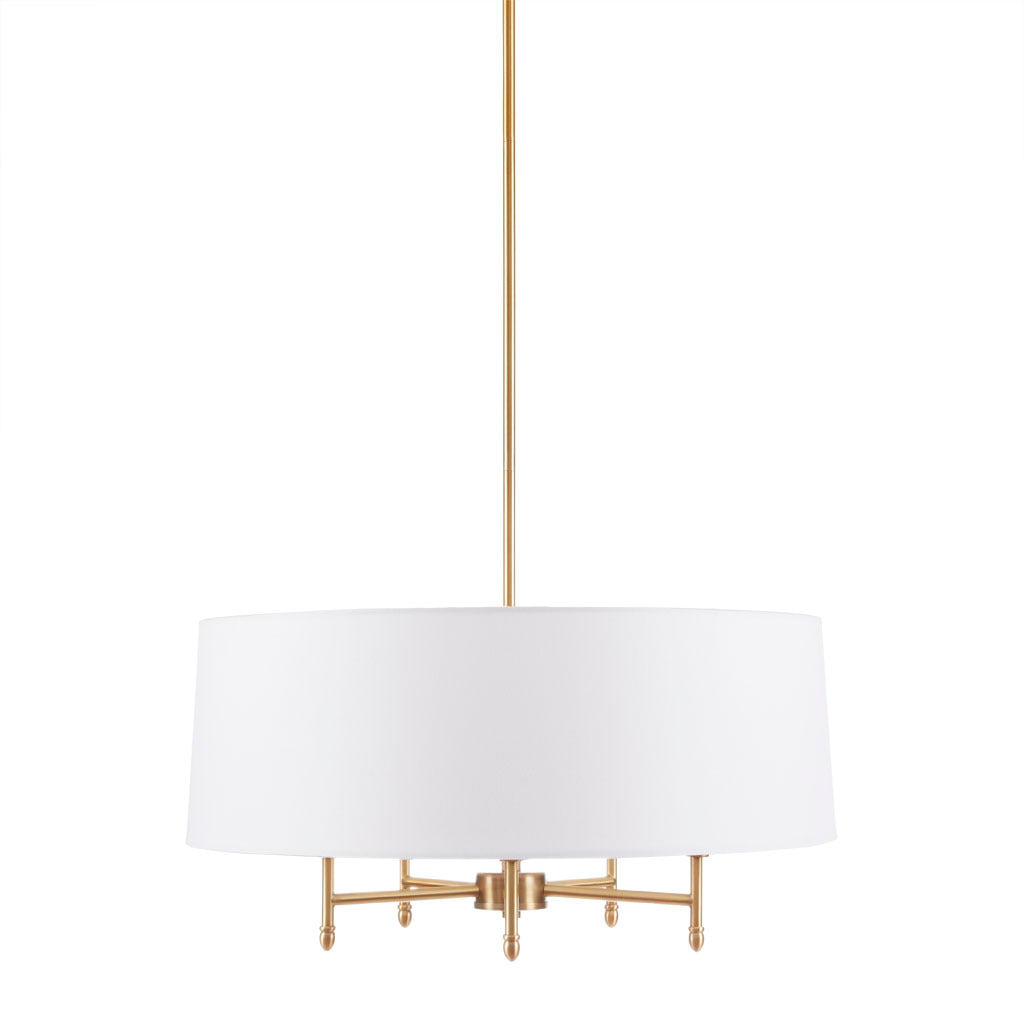 5-Light White Drum Shade Chandelier G-BlakHom