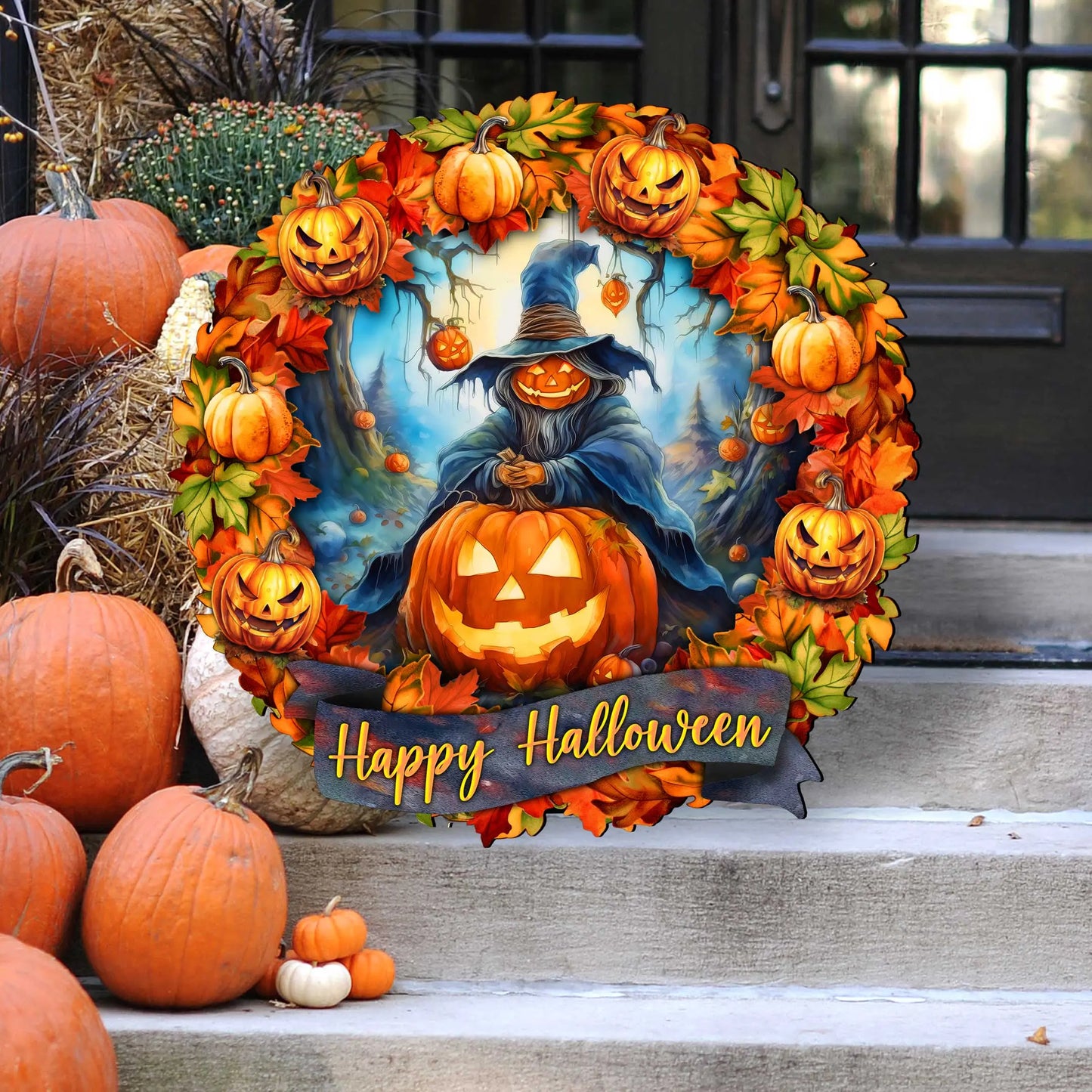 Happy Halloween Wreath Door Hanger by G. Debrekht - Halloween Decor - 8652821H G. DeBrekht