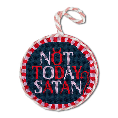 Needlepoint Ornament - Not Today Satan Furbish Studio