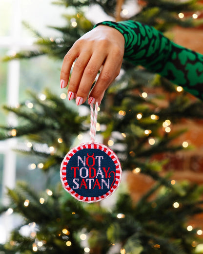 Needlepoint Ornament - Not Today Satan Furbish Studio