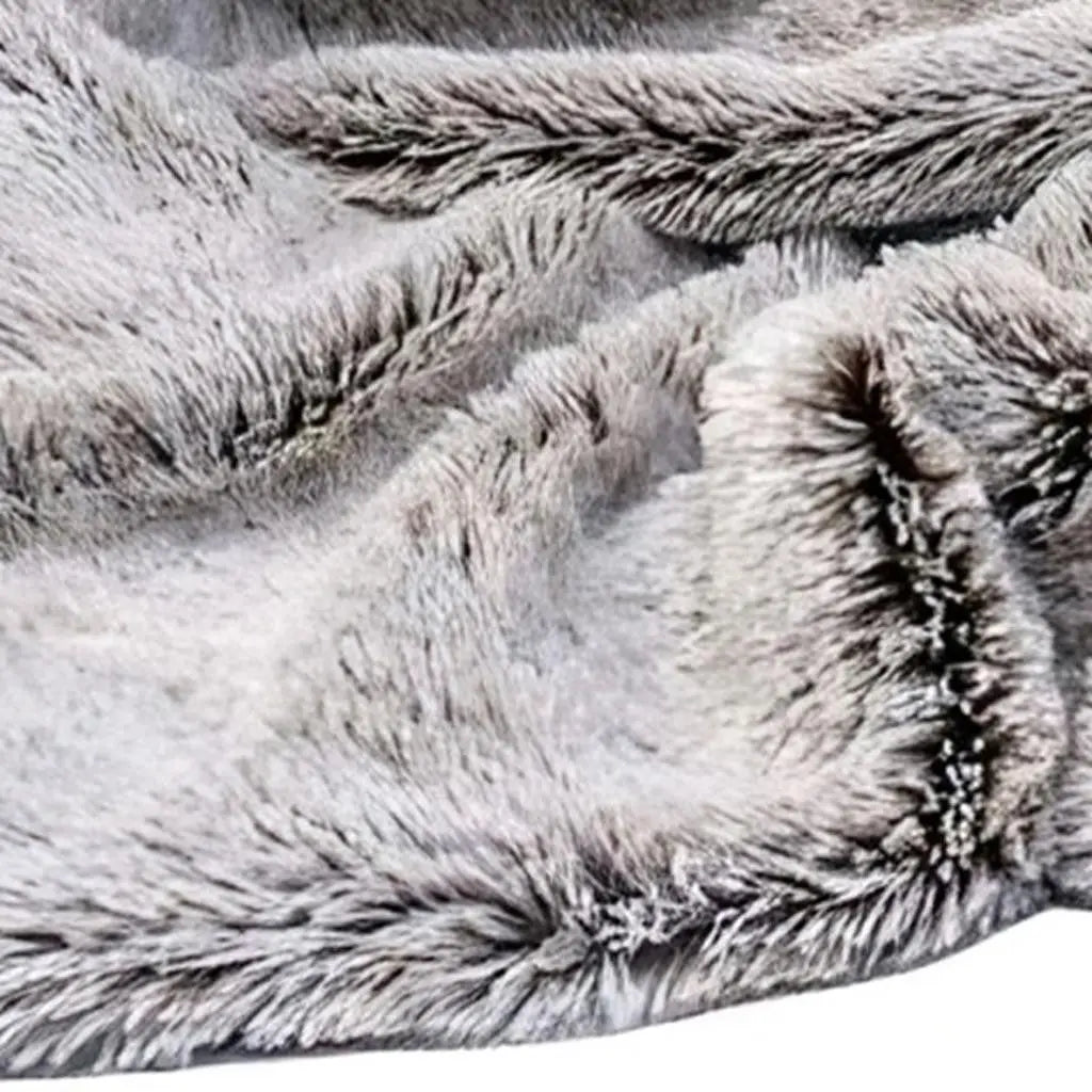 Gray Faux Fur Ombre Plush Throw Homeroots