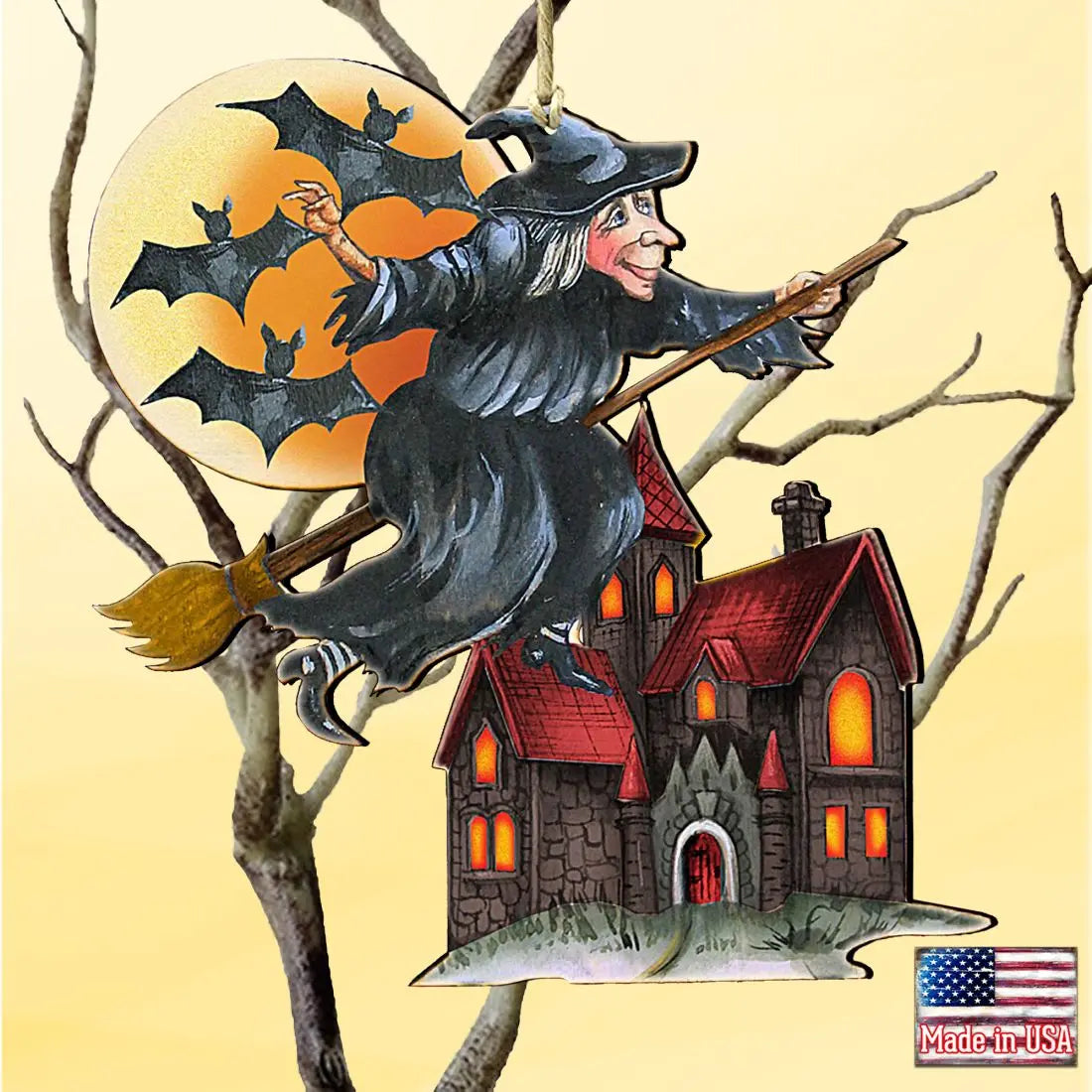 Witch Halloween Wooden Ornaments by G. DeBrekht - Thanksgiving Halloween Decor - 8114010 G. DeBrekht
