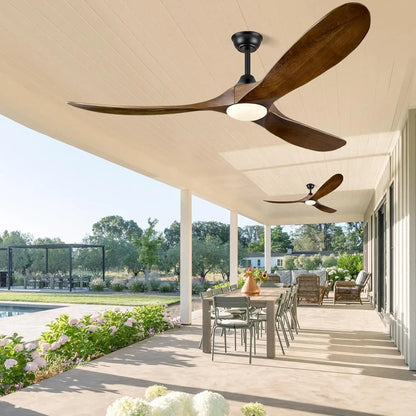 FiftyTwoInch WalnutWood CeilingFan WithRemote IntegratedLights HighAirflow SolidWood-1