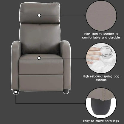 Recliner Chair Single Sofa Winback Chair Home Theater Seating Modern Reclining Chair Easy Lounge with Padded Seat PU Leather Padded Seat Backrest for Living Room Reading Chair Recliner Sofa-4