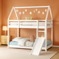 Twin over Twin House Bunk Bed with Slide,Floor Bunk Beds with Ladder for Kids,Solid Wood Twin Size Low Bunk Bed for Girls Boys-0