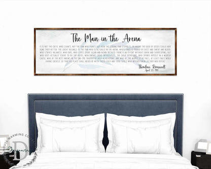 The Man in the Arena - Wooden Office Decor - Inspirational Sign - Famous Quotes - Wooden Home Decor sign - Housewarming Gift - 310311-2