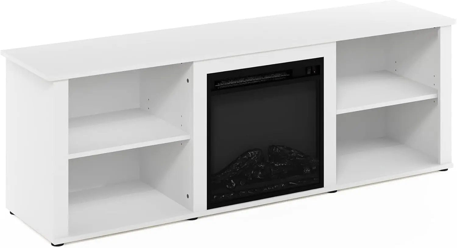 Classic 70 Inch TV Stand with Fireplace, Solid White-4