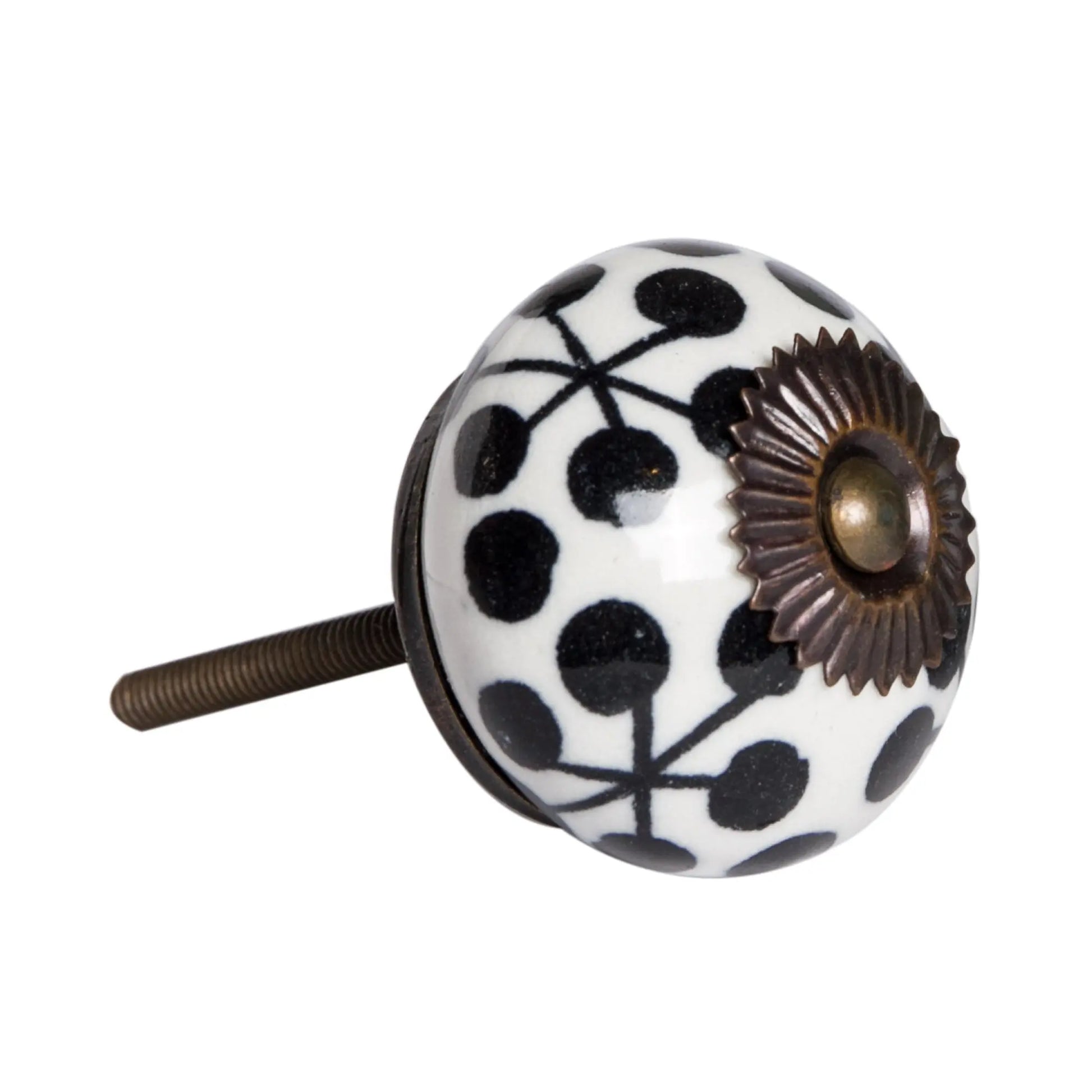 Set of Twelve Black White And Copper Ceramic Geometric Drawer Pull Knobs Homeroots