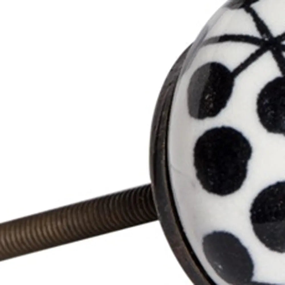 Set of Twelve Black White And Copper Ceramic Geometric Drawer Pull Knobs Homeroots