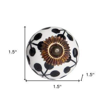 Set of Twelve Black White And Copper Ceramic Geometric Drawer Pull Knobs Homeroots