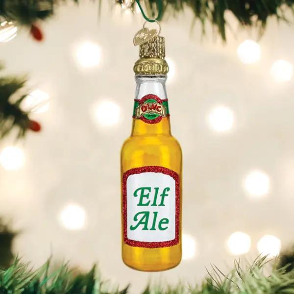 Elf Ale Beer Bottle Ornament Old World Christmas
