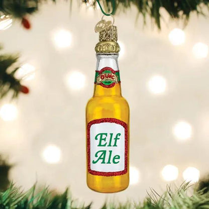 Elf Ale Beer Bottle Ornament Old World Christmas