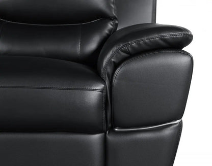 85" Black Leather Sofa With Silver Legs-4
