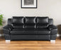 85" Black Leather Sofa With Silver Legs-0
