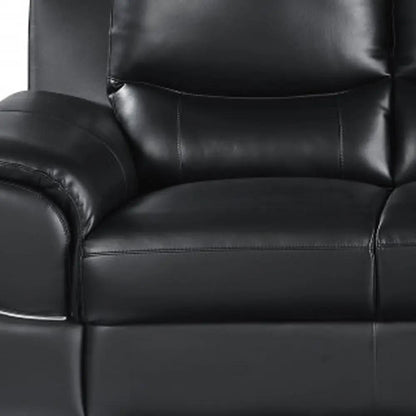 85" Black Leather Sofa With Silver Legs-6