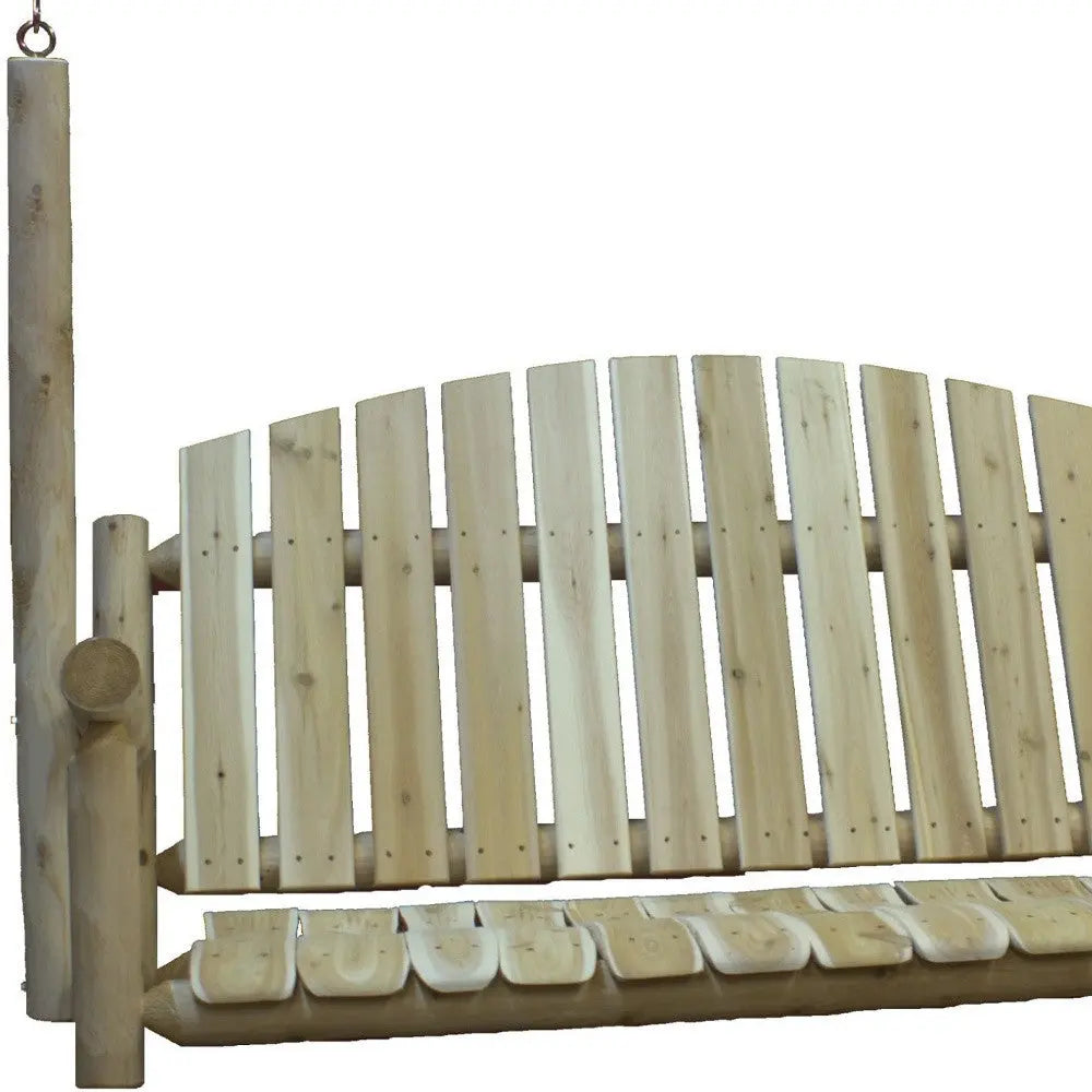 71" Natural Solid Wood Swing Chair Homeroots